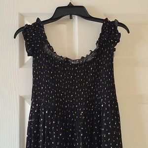 Dark Floral Scallop Edge Dress